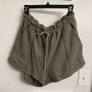 Abercrombie & Fitch Olive Drawstring High-Rise Sweat Shorts